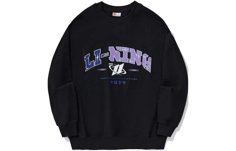 Li-Ning Li Ning Sweatshirts Unisex Black Crew Neck Moderate Regular