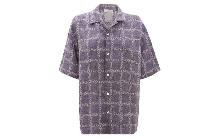 JW Anderson Shirts Men's Navy Blue Cuban Collar Moderate Other
