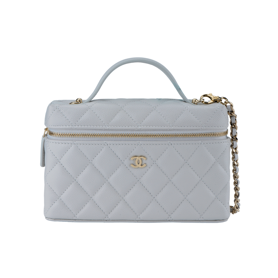 CHANEL 25C Grain Cow Leather Material Gold Metal Shoulder Bag, Crossbody Bag, Handbag Women's Light Gray