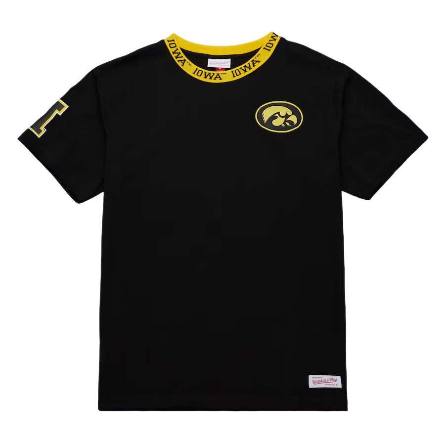 Mitchell Ness Iowa Hawkeyes Jacquard Ringer T Shirt Men's Black