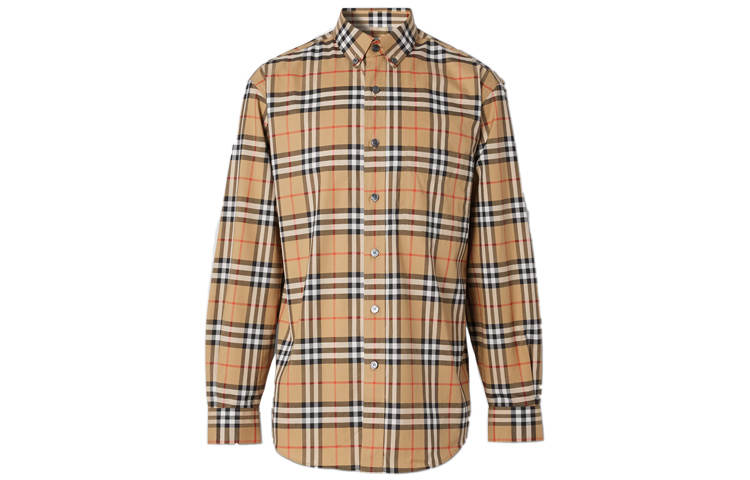 Burberry Shirt Men's Classical Style Yellow