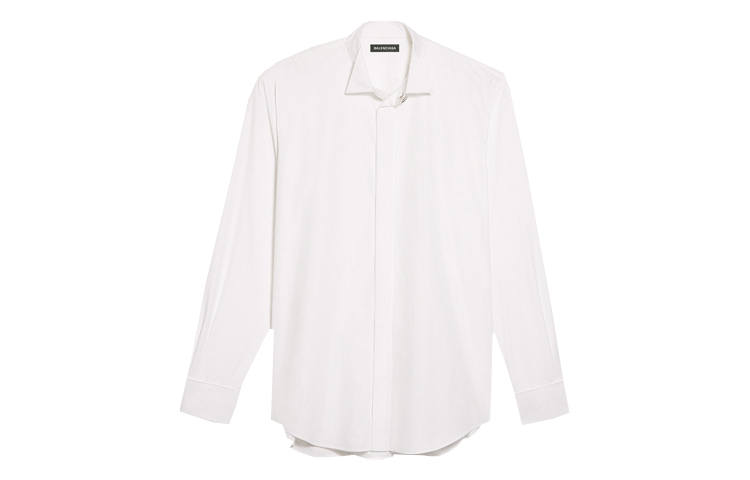 Balenciaga Shirts Men's White Pointed Collar Moderate Shirt