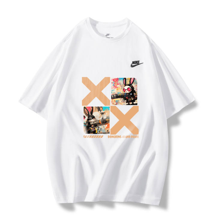 Nike Nike T Shirts Unisex White Rabbit's Counterattack A Crew Neck Moderate Straight Fit