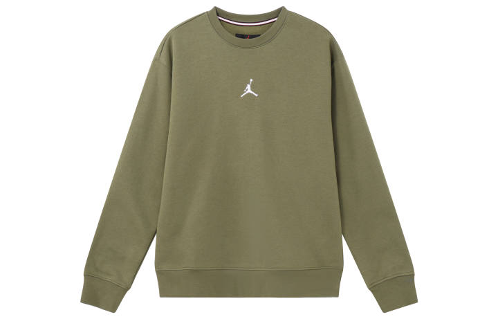 Jordan Jordan ESSENTIALS Logo Print Crew Neck Fleece Lined Casual Sweatshirt Men's Medium Olive Green