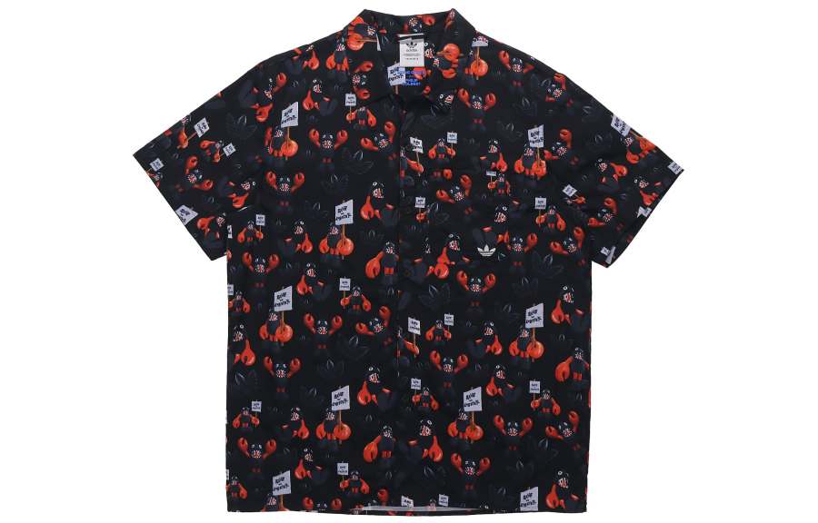 Adidas Originals Shirts Men's Black Cuban Collar Moderate Shirt
