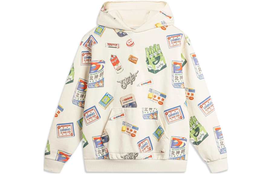 Li-Ning Li Ning Sweatshirts Unisex Ecru Hooded Moderate Regular