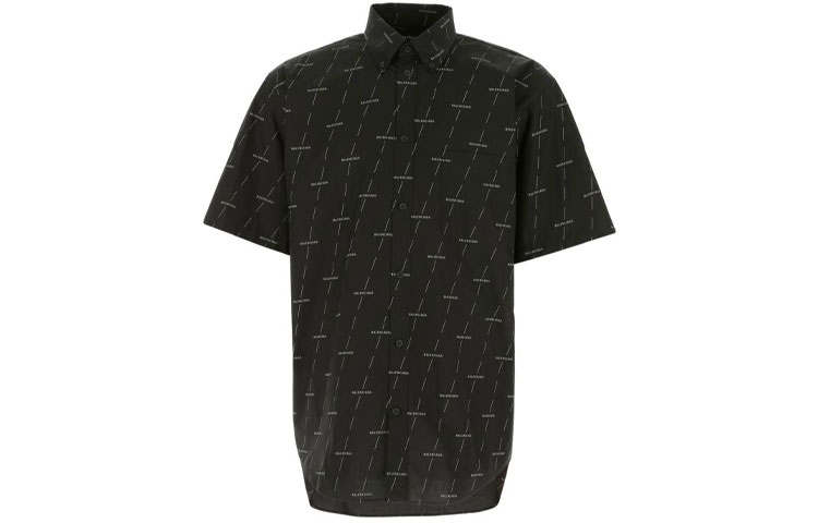 Balenciaga Shirts Men's Black Lapel Moderate Shirt