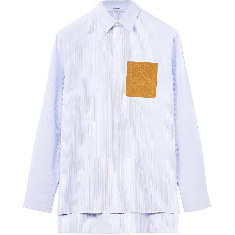 LOEWE LOEWE Shirts Men's Blue Lapel Moderate Shirt