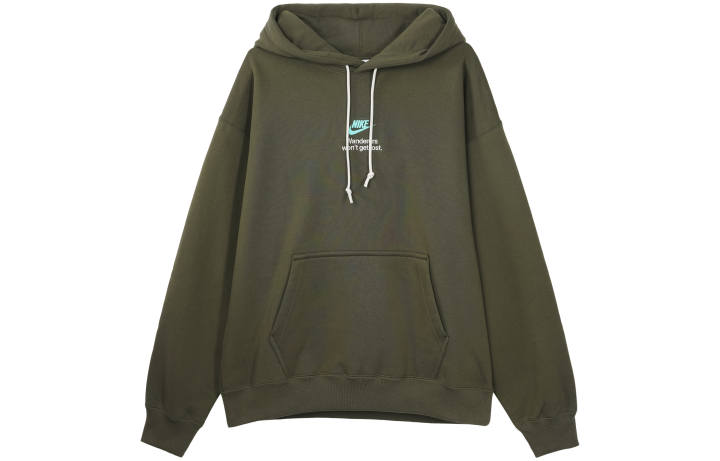 Nike Nike Casual Hooded Fleece Lined Long Sleeved Pullover Sweatshirt Men's Olive Green