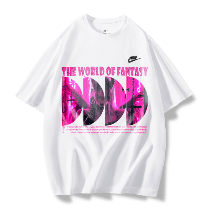 Nike Nike T Shirts Unisex White Desire Angel A Crew Neck Moderate Straight Fit