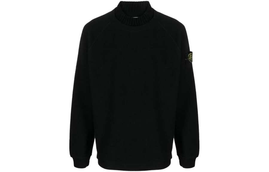 STONE ISLAND Compass-Motif Mock Neck Layered Sweatshirt