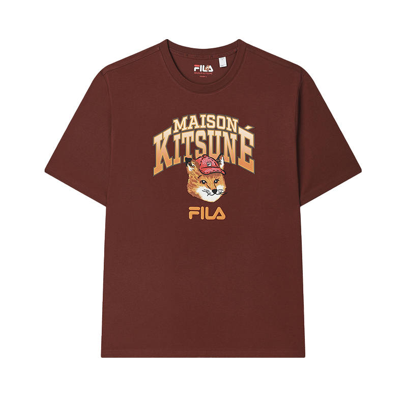 FILA x Maison Kitsune Little Fox T Shirt Unisex Terracotta Red Brown