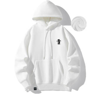 TALKING TOM Phantom Letter Print Solid Color Thickened And Fleece Lined Loose Fit Casual Drop Shoulder Pullover Hooded