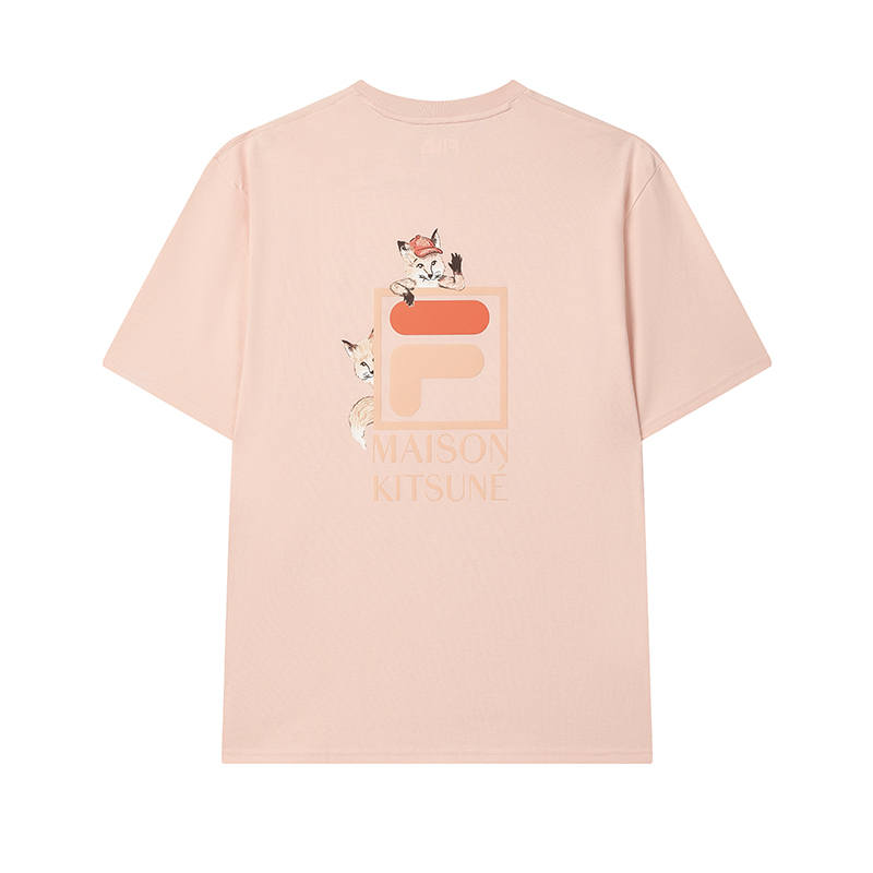 FILA x Maison Kitsune Little Fox T Shirt Unisex Deep Rose Pink