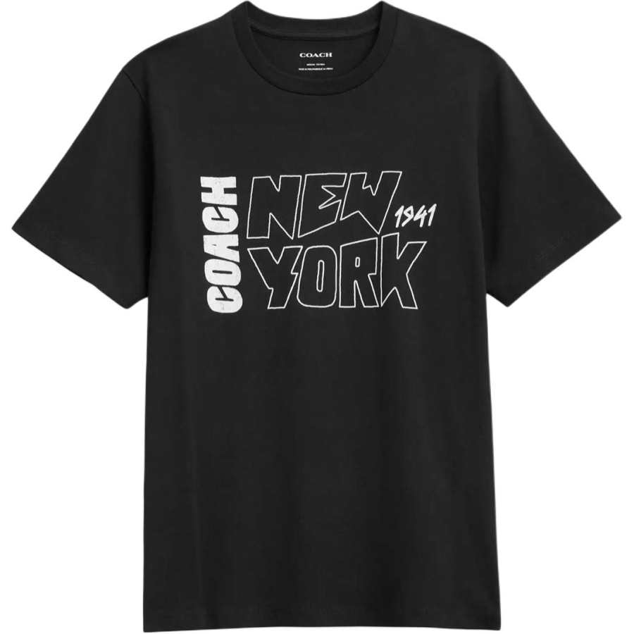 COACH T Shirts Men's Black Crew Neck Moderate Straight Fit