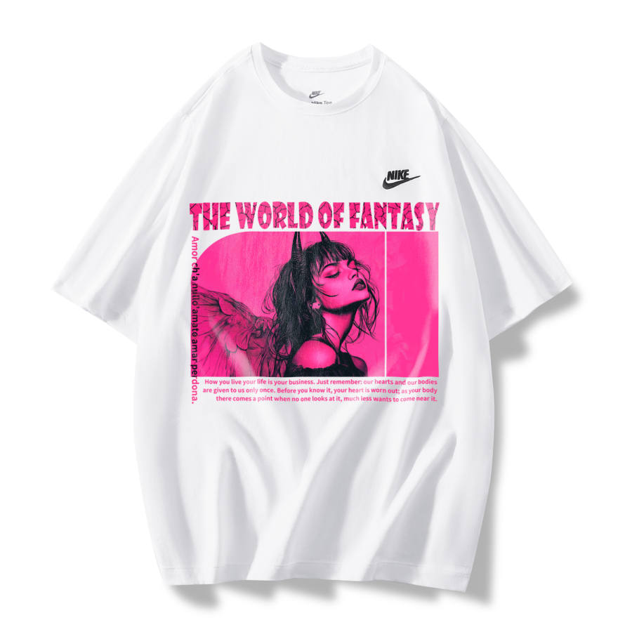 Nike Nike T Shirts Unisex White Desire Angel Crew Neck Moderate Straight Fit