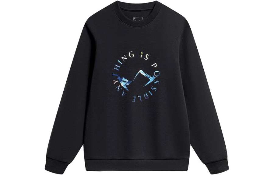 Li-Ning Li Ning Sweatshirts Men's Black Crew Neck Moderate