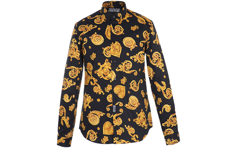 VERSACE JEANS COUTURE Shirts Men's Gold Pattern Moderate Shirt