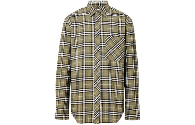 Burberry Shirts Men's Green Pointed Collar Moderate Shirt