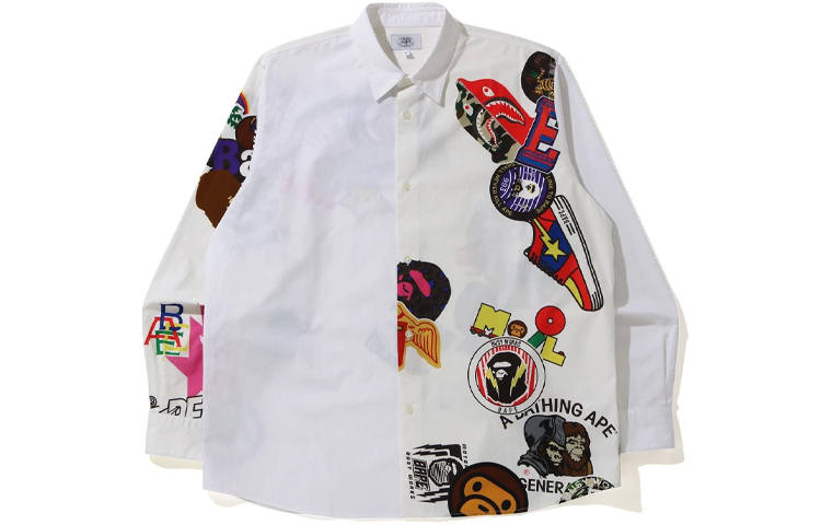 A BATHING APE Bape Multi Motif Print Relaxed Shirt