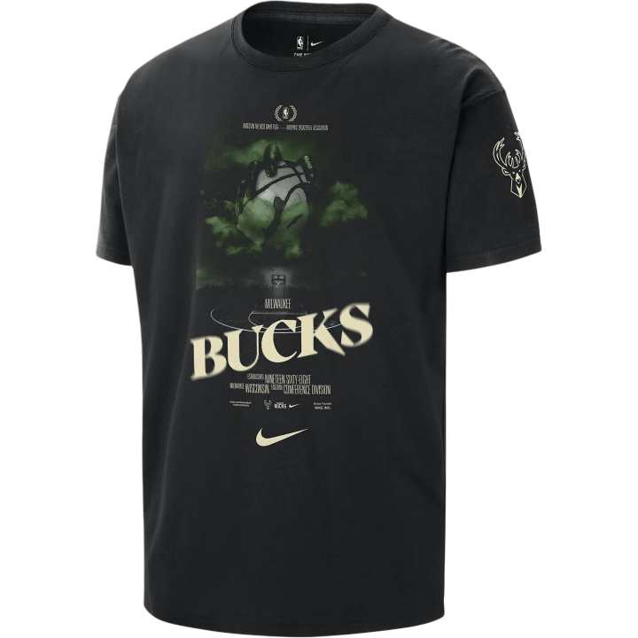 Nike Nike X NBA Milwaukee Bucks T Shirts Men's Black Crew Neck Moderate Straight Fit