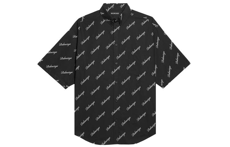 Balenciaga Balenciaga Allover Script Logo Button Down Shirt