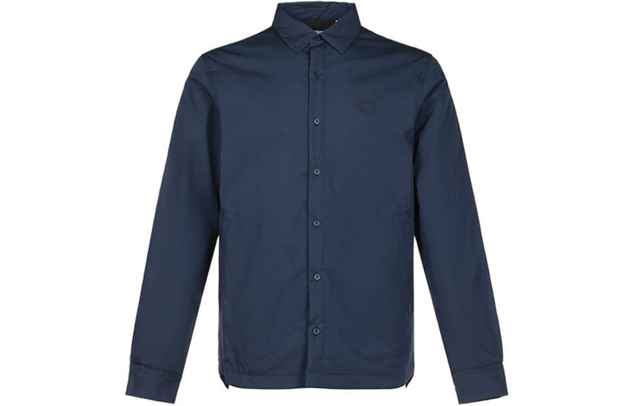 KENZO Shirts Men's Marine Blue Stand Collar Moderate Other