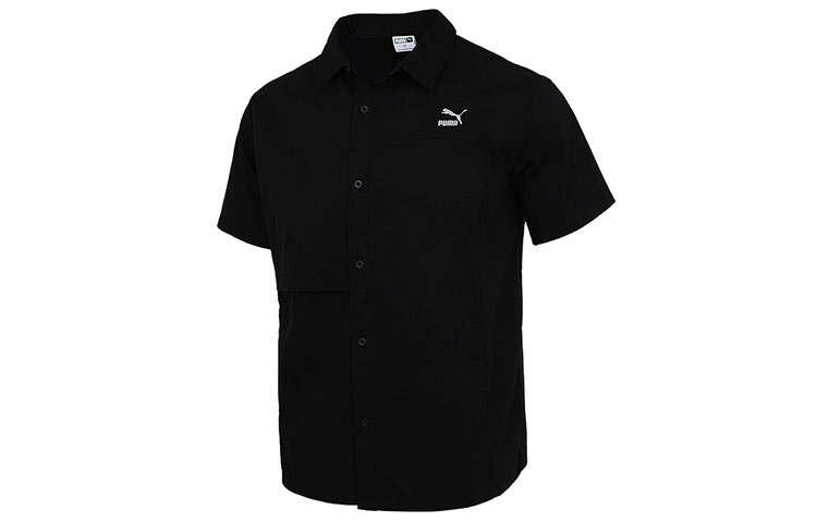 PUMA PUMA Shirts Men's Black Lapel Moderate Workwear