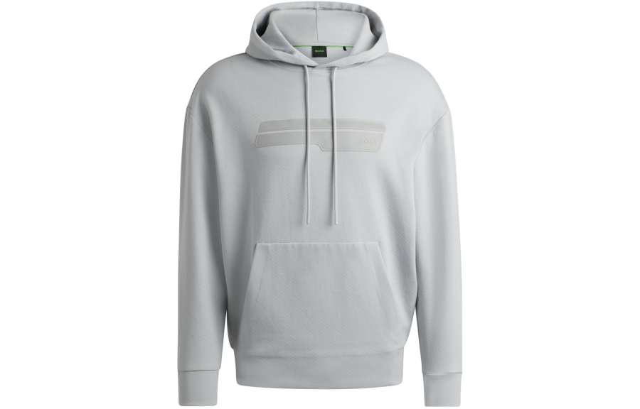 HUGO BOSS Cotton Blend Relaxed Fit Hoodie With Logo Artwork Sweatshirt Men's