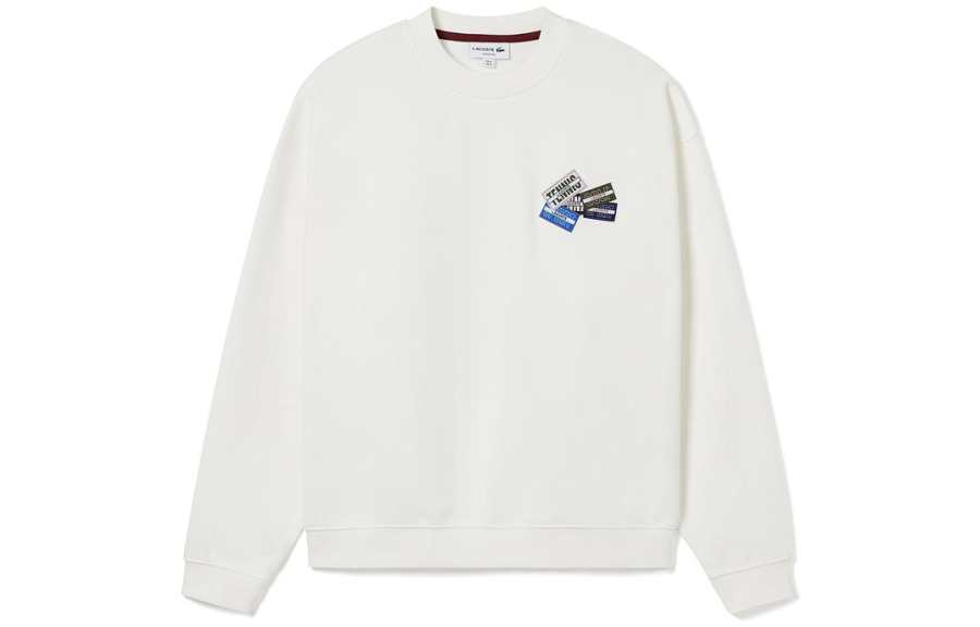 LACOSTE LACOSTE Sweatshirts Men's White Crew Neck Moderate Regular