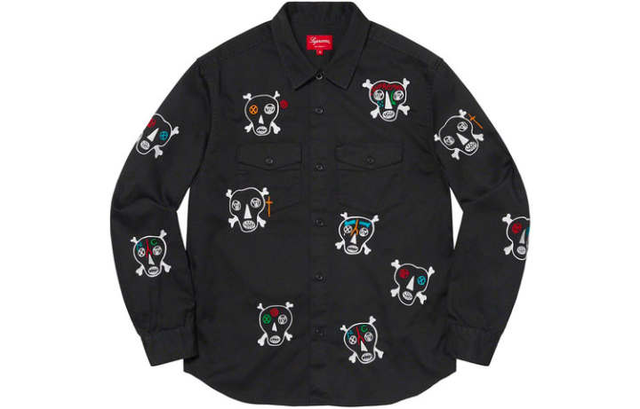 Supreme Supreme Clayton Patterson Skulls Embroidered Work Shirt