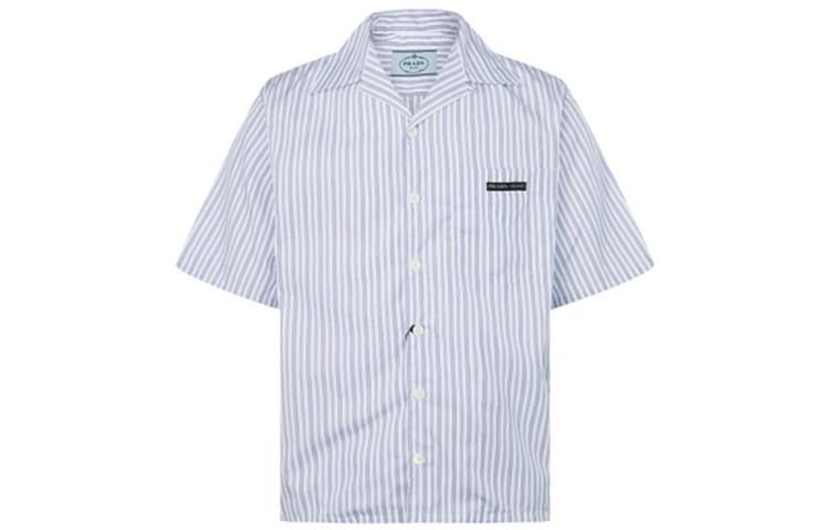 PRADA PRADA Shirts Men's Blue Polo Collar Moderate
