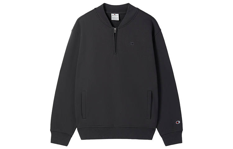 Champion Champion FW24 Champion Embroidery Small C Logo Half Zip Solid Color Basic Casual Versatile Fleece Lined Sweatshirt