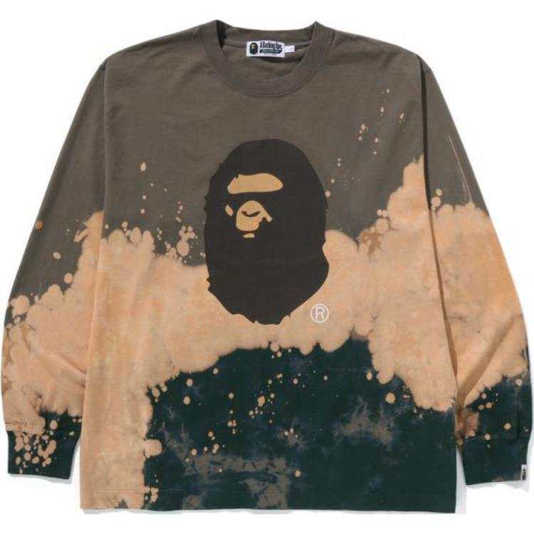 A BATHING APE Bape Tie Dye Ape Head Relaxed Fit L/S Tee