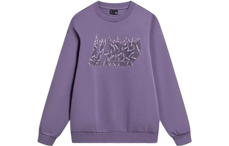 Li-Ning Li Ning Phil Hackett Collaboration Collection, Patterned Print Fleece Lined Crew Neck Pullover Long Sleeved Sweatshirt