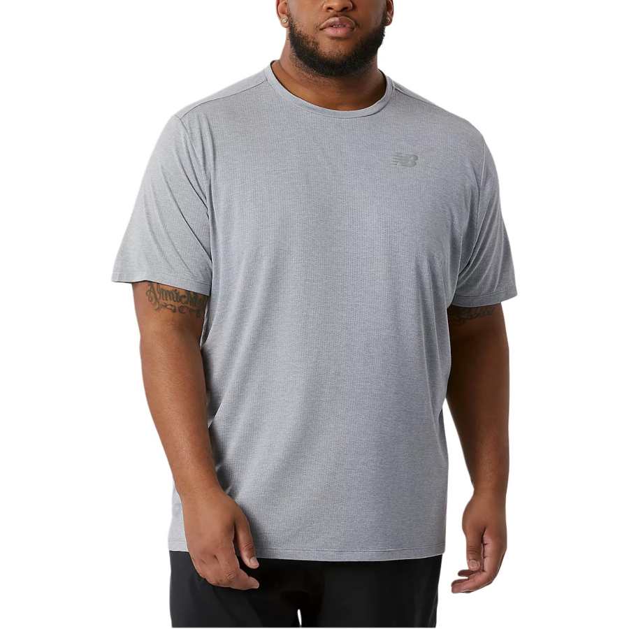 New Balance New Balance T Shirts Men's Gray Crew Neck Moderate Straight Fit