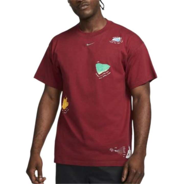 Nike Nike T Shirts Men's Red Crew Neck Moderate Straight Fit