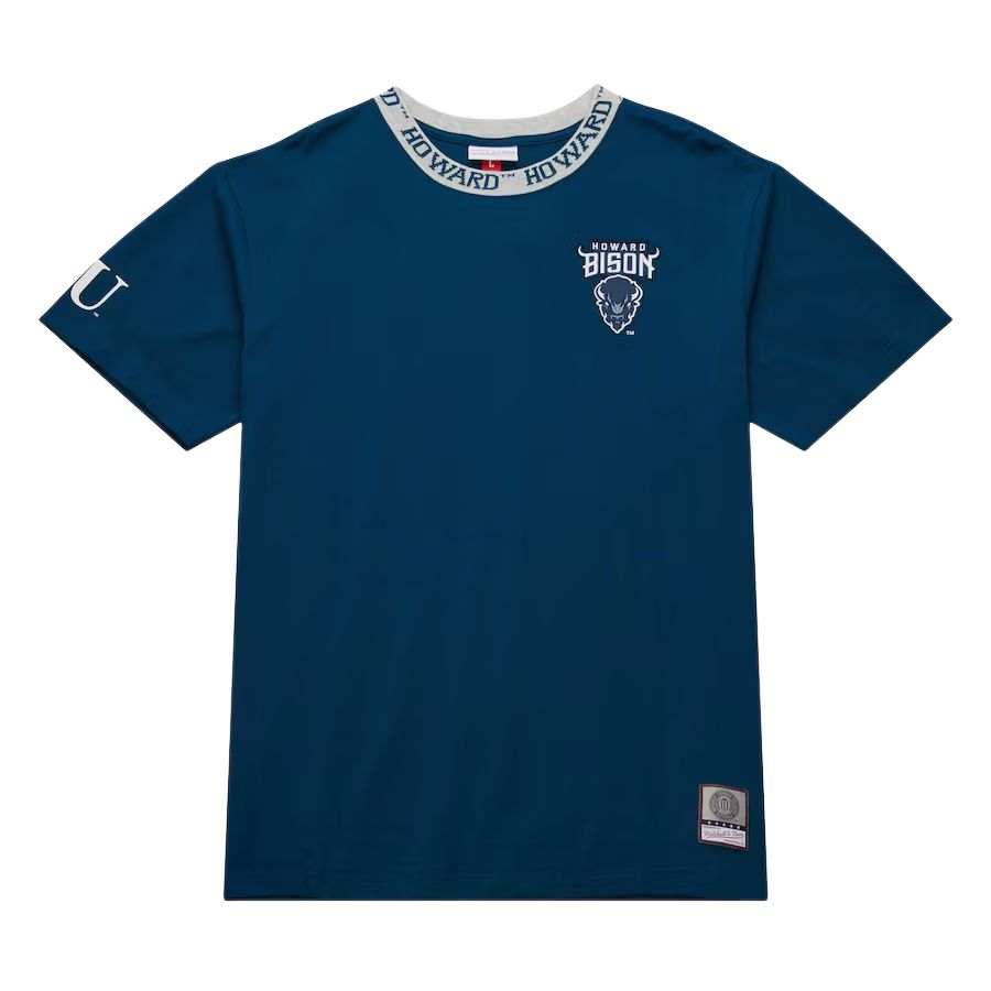 Mitchell Ness x NCAA Howard Bison Jacquard Ringer T Shirt Men's Marine Blue