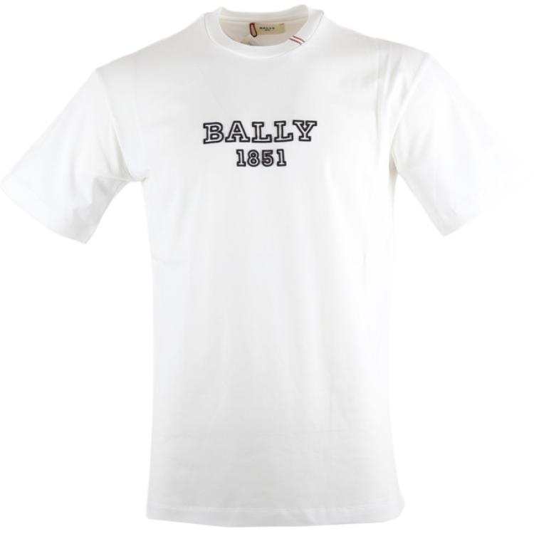 BALLY T Shirts Men's White Crew Neck Moderate Straight Fit
