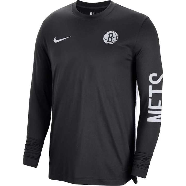 Nike Nike x NBA Brooklyn Nets 2023/24 Authentic Pregame Long Sleeve Shooting Shirt T Shirt Men's Black