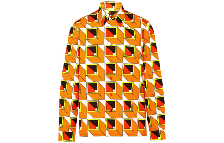 PRADA PRADA Shirts Men's Multicolor Pointed Collar Moderate Other