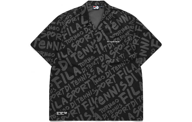 FILA FUSION Shirts Men's Black Lapel Moderate Shirt
