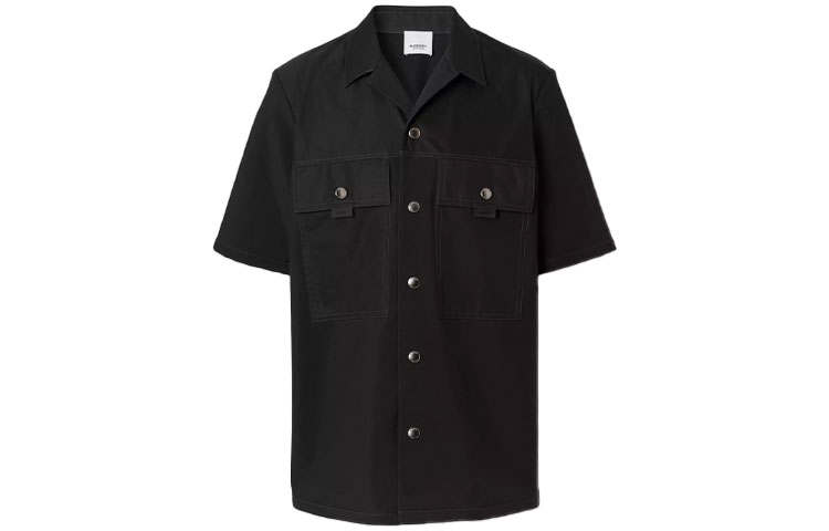 Burberry Shirts Men's Black Cuban Collar Moderate Other