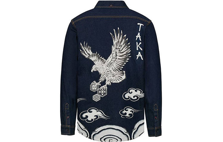 EVISU EVISU Shirts Men's Denim Blue Pointed Collar Moderate Other