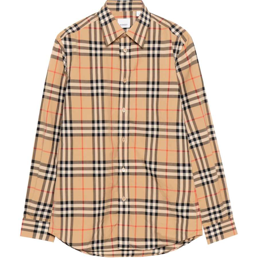 Burberry Men's Point Collar Check Long Sleeve Shirt