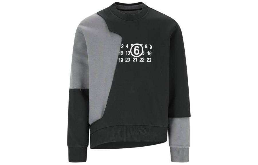 MM6 Maison Margiela Numbers Printed Crewneck Layered Sweatshirt