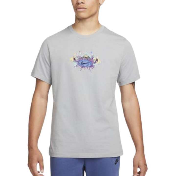 Nike Nike T Shirts Men's Gray Crew Neck Moderate Straight Fit