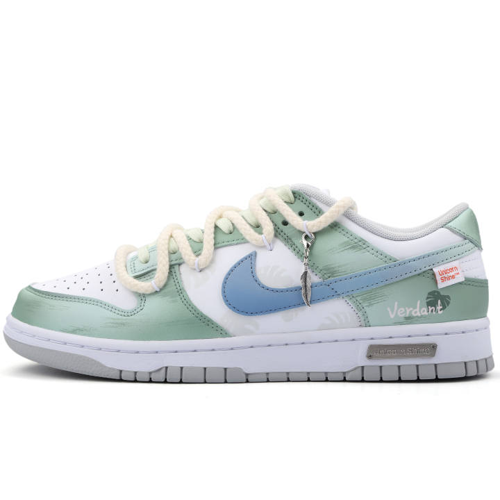 Nike Nike Dunk Treading On Leaves And Floating Like Clouds Abrasion Resistant Low top Skateboard Shoes Unisex Blue Green