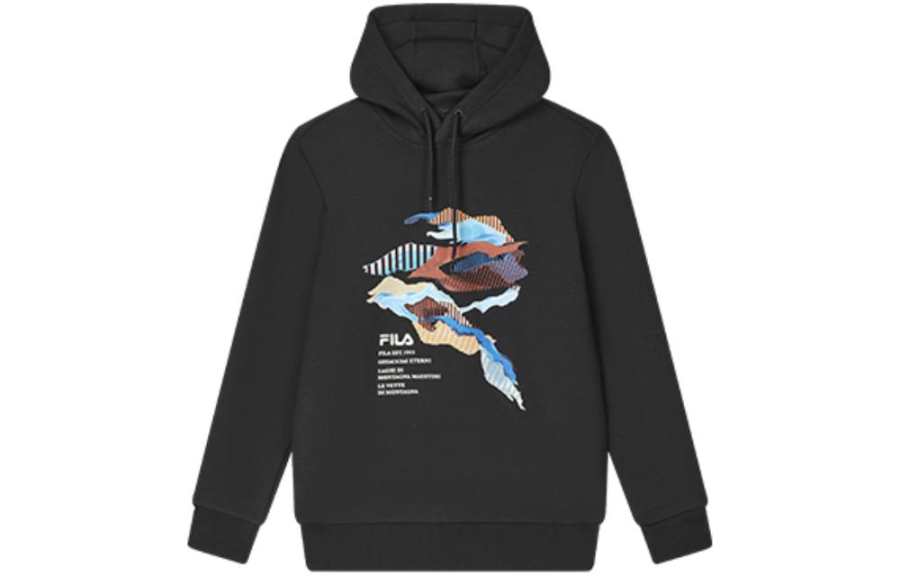 FILA Heritage Sweatshirts Men's Jet Black Hooded Moderate Regular