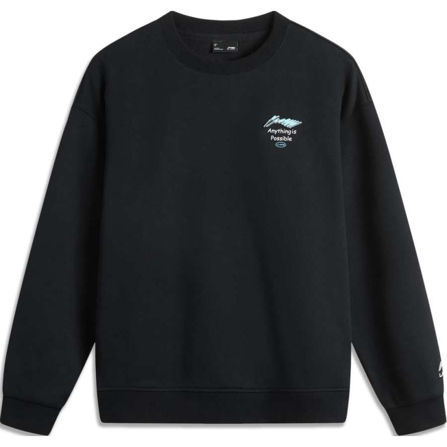 Li-Ning Li Ning Sports Fashion Collection Brand Logo Anti Static Fleece Lined Thermal Versatile Casual Loose Fit Crew Neck